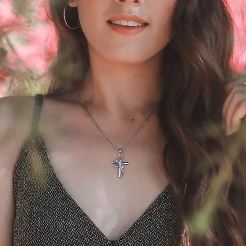 Rose Cross Necklace
