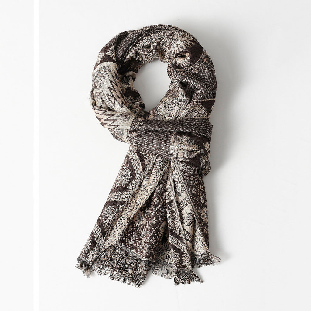 Men's Jacquard Tassel Scarf
