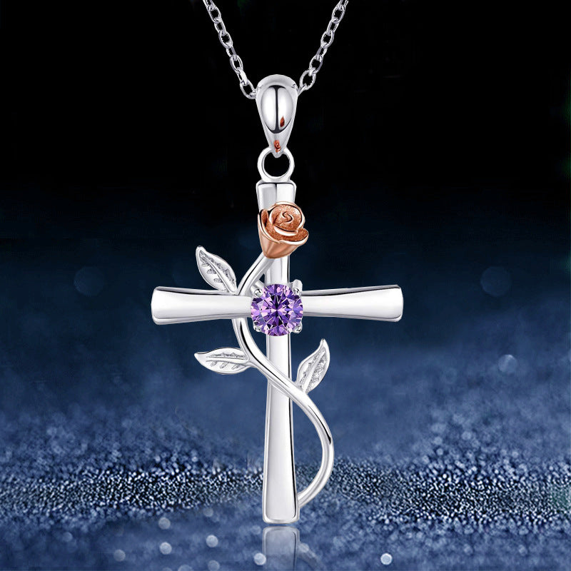 Rose Cross Necklace