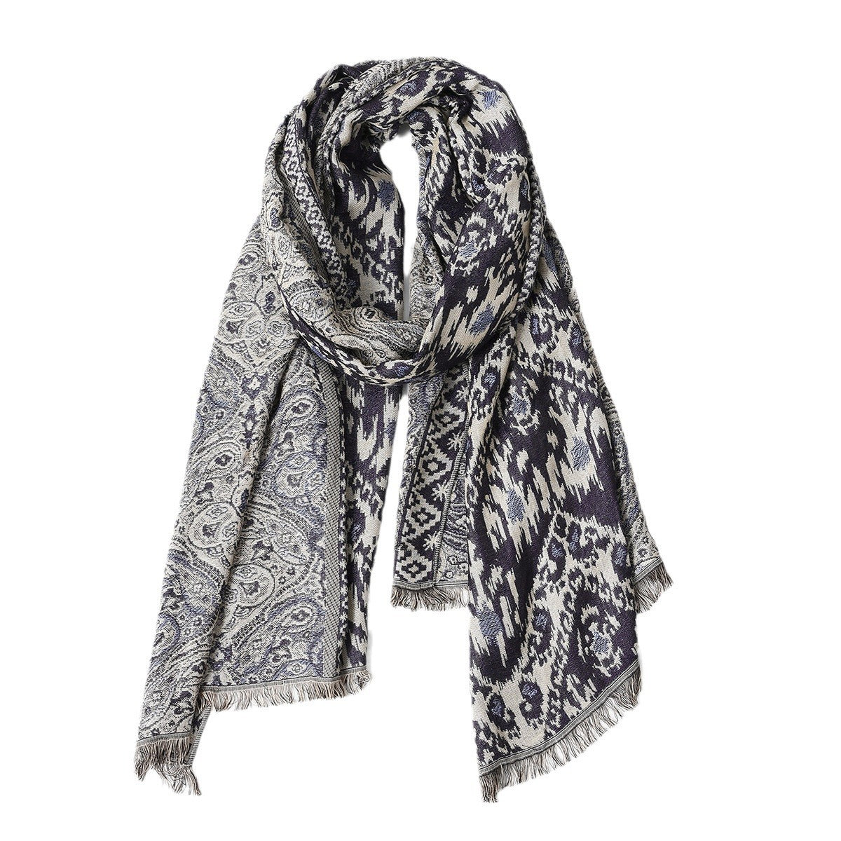 Men's Jacquard Tassel Scarf